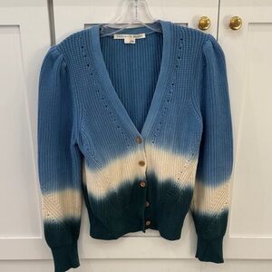 Veronica Beard Blue, Cream & Dark Green Ombre Cardigan L